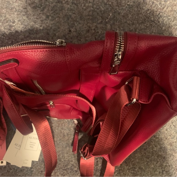 Altosy Genuine Leather top grain backpack-Red - Picture 9 of 10